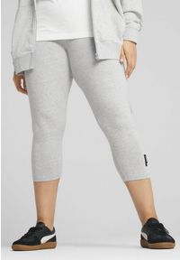 Puma - Damskie legginsy 3/4 z małym logo No. 1 ESS PUMA Light Gray Heather. Kolor: szary. Materiał: guma. Wzór: nadruk