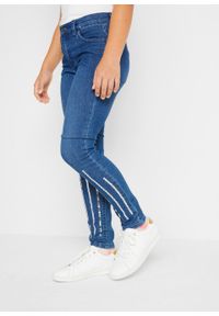 Dżinsy dziewczęce SKINNY z cekinami bonprix niebieski "stone”. Okazja: na co dzień. Kolor: niebieski. Materiał: poliester, materiał, elastan, bawełna. Styl: casual #3