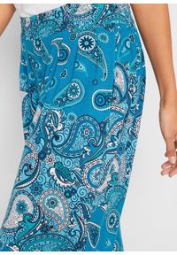 bonprix - Dżersejowe spodnie haremki z lejącej mieszanki wiskozy. Kolor: niebieski. Materiał: jersey, wiskoza. Wzór: nadruk, paisley #2