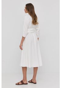 Nissa sukienka kolor biały midi rozkloszowana. Kolor: biały. Materiał: tkanina. Długość rękawa: krótki rękaw. Typ sukienki: rozkloszowane. Długość: midi #4