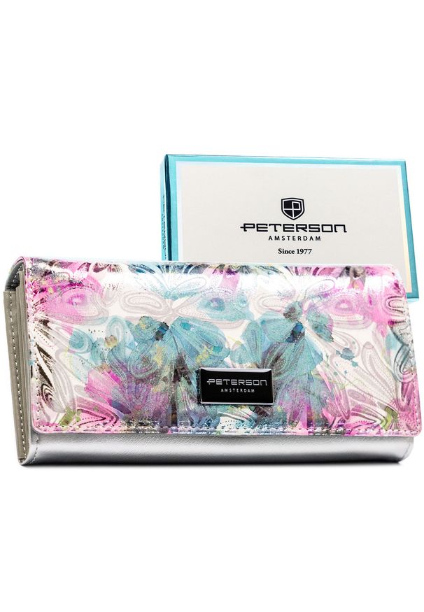 Elegancki, wielokolorowy portfel ze skóry ekologicznej i naturalnej PTN PX24-1-NPK Peterson. Kolor: wielokolorowy. Materiał: skóra ekologiczna