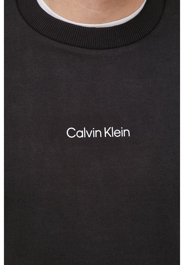 Calvin Klein bluza męski kolor czarny. Kolor: czarny. Długość rękawa: długi rękaw. Długość: długie. Wzór: nadruk