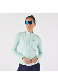 KIPRUN - Kamizelka do biegania damska Kiprun Run Wind 500. Kolor: niebieski, zielony, wielokolorowy. Materiał: materiał, poliester, elastan. Długość rękawa: bez rękawów. Sport: bieganie