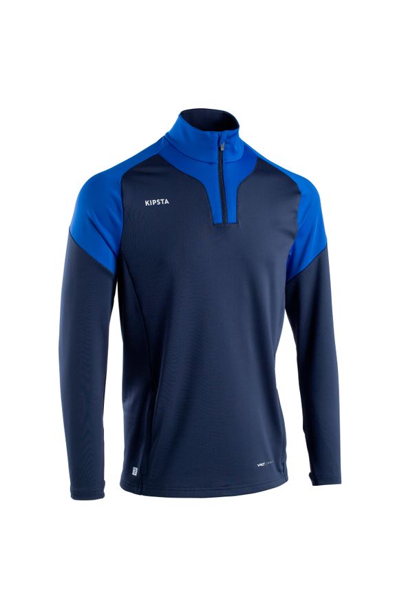 KIPSTA - Bluza do piłki nożnej Kipsta Viralto Club na krótki suwak. Kolor: niebieski. Materiał: elastan, poliester, materiał. Długość: krótkie. Sport: piłka nożna