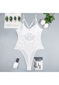 Intica - Body z motywem harness na specjalne okazje Theresina. Kolor: biały. Materiał: materiał