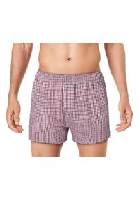Męskie Bokserki Bawełniane - Pako Jeans - Drobna Kratka, Czerwień. Kolor: czerwony. Materiał: bawełna. Wzór: kratka #2