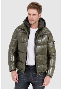 Invicta - INVICTA Zielona męska błyszcząca kurtka puchowa z kapturem, Rozmiar XXL. Typ kołnierza: kaptur. Kolor: zielony. Materiał: puch #1