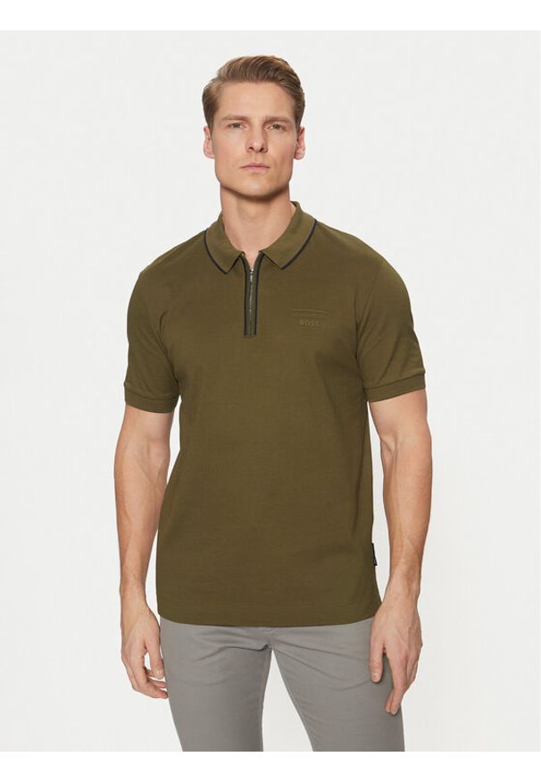 BOSS Polo PORSCHE X PORSCHE 50531463 Khaki Regular Fit. Typ kołnierza: polo. Kolor: brązowy. Materiał: bawełna