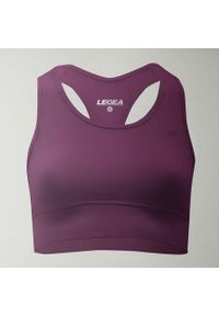 LEGEA - Crop top sportowy treningowy FEBE. Kolor: fioletowy. Materiał: skóra, materiał. Sport: fitness #1