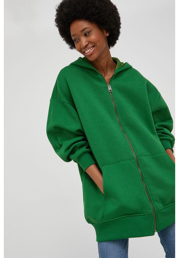 Answear Lab bluza bawełniana damska kolor zielony z kapturem gładka. Typ kołnierza: kaptur. Kolor: zielony. Materiał: bawełna. Wzór: gładki. Styl: wakacyjny
