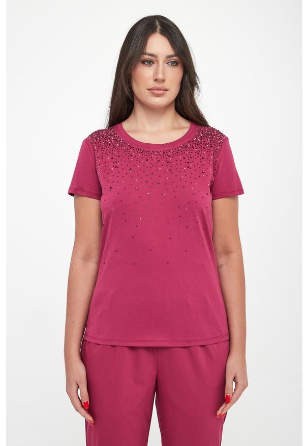 Liu Jo - T-shirt damski z cyrkoniami LIU JO