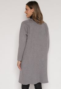 Born2be - Szary Klasyczny Niezapinany Kardigan Elitusa. Okazja: na co dzień. Kolor: szary. Materiał: jeans. Styl: klasyczny #7