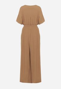 Born2be - Brązowy Kopertowy Kombinezon z Gumką w Talii i Szerokimi Nogawkami Vimashea. Okazja: na co dzień. Kolor: brązowy. Styl: casual, elegancki #7