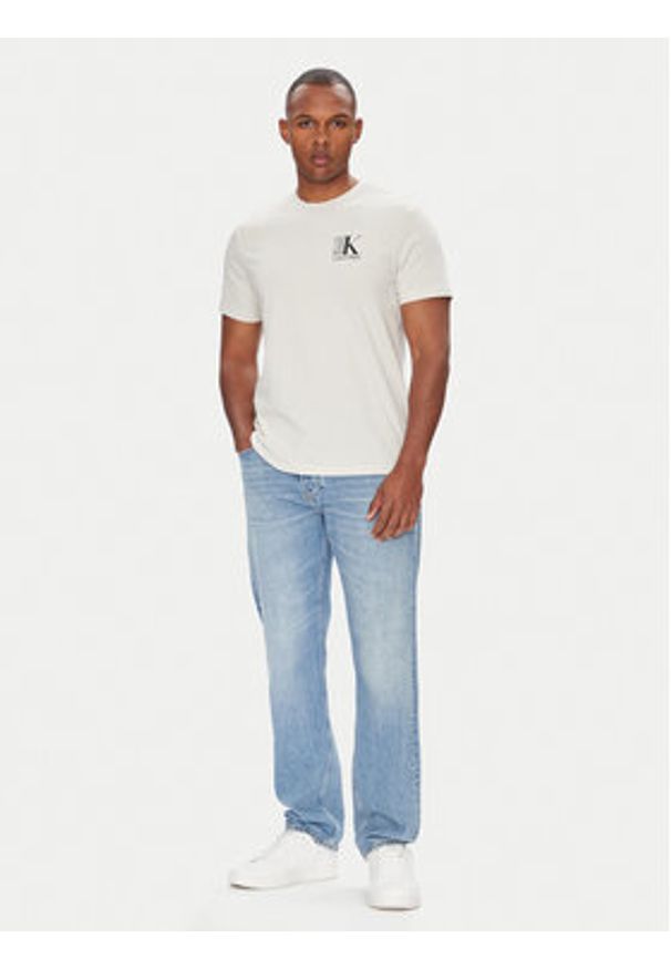Calvin Klein T-Shirt Abstract Graphic LV04RC853G Écru Regular Fit. Materiał: bawełna