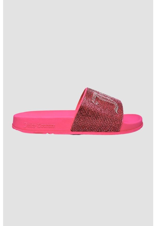 Juicy Couture - JUICY COUTURE Różowe klapki Donna Diamante Slider, Rozmiar 37. Kolor: różowy