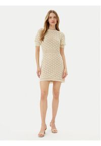 TwinSet - TWINSET Sukienka dzianinowa 251TT3172 Beżowy Regular Fit. Kolor: beżowy. Materiał: bawełna