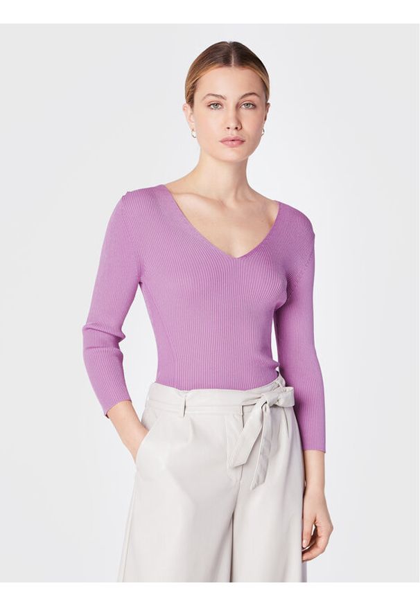 Comma Sweter 2119953 Fioletowy Slim Fit. Kolor: fioletowy. Materiał: wiskoza