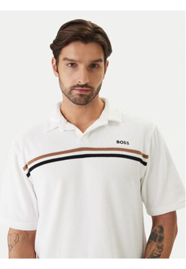 BOSS Polo Iconic 50561186 Biały Regular Fit. Typ kołnierza: polo. Kolor: biały. Materiał: bawełna