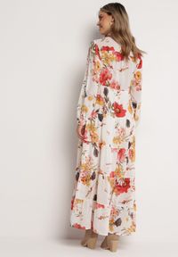 Born2be - Biała Sukienka Doreris. Okazja: na co dzień. Kolor: biały. Materiał: tkanina. Wzór: kolorowy, kwiaty. Typ sukienki: proste, koszulowe. Styl: klasyczny, casual. Długość: maxi #5