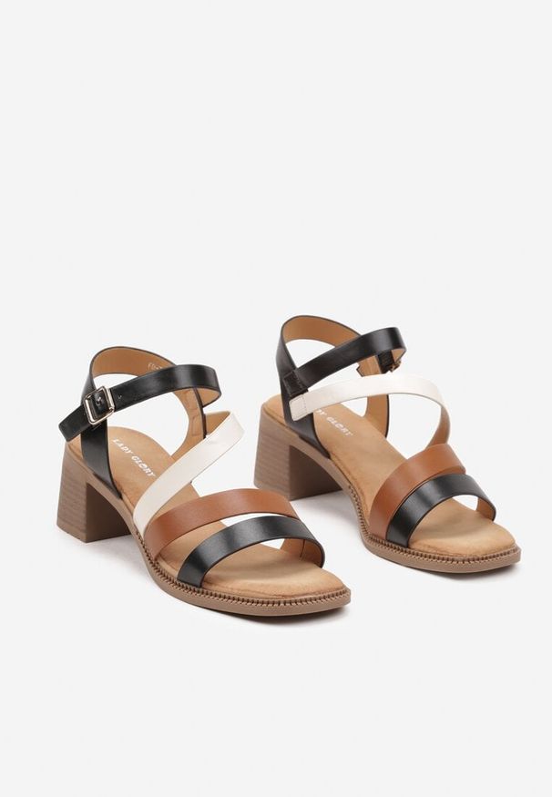 Born2be - Czarne Sandały na Obcasie Zapinane przy Kostce Elleliretis. Okazja: na co dzień. Kolor: czarny. Materiał: jeans. Obcas: na obcasie. Styl: elegancki, casual. Wysokość obcasa: średni