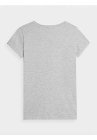 4f - T-shirt regular gładki damski. Kolor: szary. Materiał: dzianina, wiskoza. Wzór: gładki
