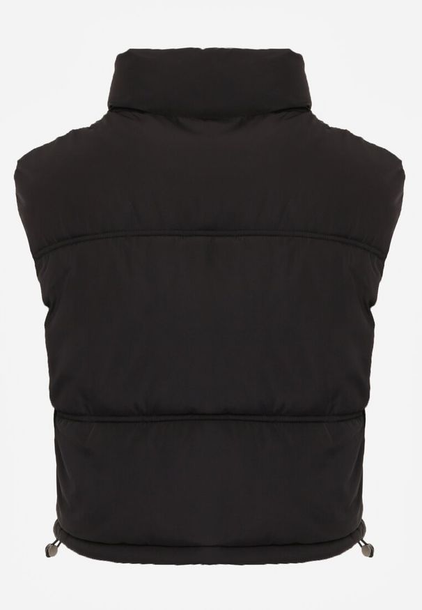 Renee - Czarna Pikowana Kamizelka Puffer o Kroju Crop Tadrel. Okazja: na co dzień. Kolor: czarny. Materiał: poliester, skóra, jeans. Styl: casual