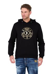 Just Cavalli - JUST CAVALLI Czarna męska bluza z kapturem Fiche Gold, Rozmiar M. Typ kołnierza: kaptur. Kolor: czarny #3