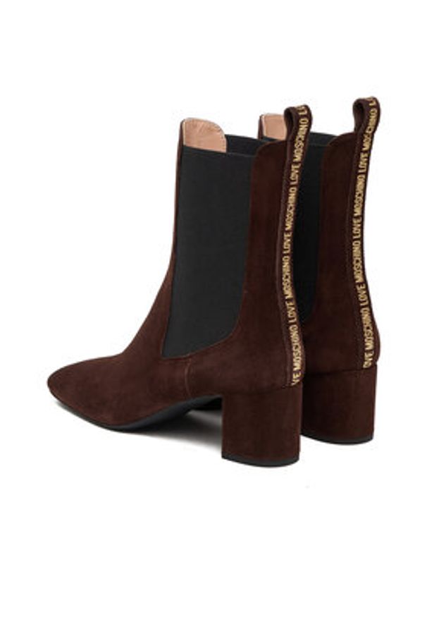 Love Moschino - LOVE MOSCHINO Botki JA21085G0NJA0313 Brązowy. Kolor: brązowy. Materiał: skóra, zamsz
