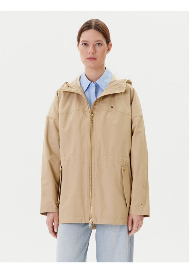 TOMMY HILFIGER - Tommy Hilfiger Parka WW0WW45621 Beżowy Regular Fit. Kolor: beżowy. Materiał: syntetyk