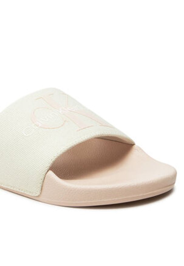 Calvin Klein Jeans Klapki Slide Monogram Co YW0YW00103 Écru. Materiał: materiał