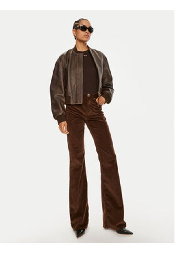 Pinko Spodnie materiałowe Flora 100561 A20R Brązowy Regular Fit. Kolor: brązowy. Materiał: bawełna