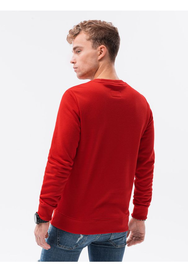 Ombre Clothing - Bluza męska bez kaptura B978 - brzoskwiniowa - XXL. Okazja: na co dzień. Typ kołnierza: bez kaptura. Kolor: pomarańczowy. Materiał: materiał, bawełna, poliester. Styl: casual, klasyczny