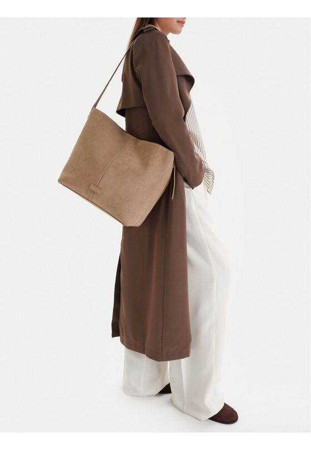 Gino Rossi - GINO ROSSI Torebka EO-LA224-19148-1 Beżowy. Kolor: beżowy. Materiał: zamszowe, skórzane