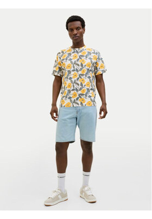 Jack & Jones T-Shirt Almeria 12276912 Beżowy Regular Fit. Kolor: beżowy. Materiał: bawełna