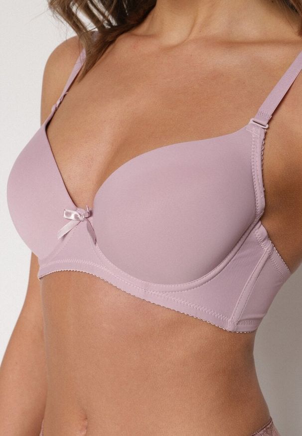 Renee - Fioletowy Gładki Biustonosz o Klasycznym Fasonie Arriethia. Kolor: fioletowy. Wzór: gładki