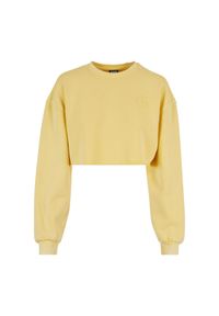 Bluza crop haftowane z kwiatami duże rozmiary dla kobiet Urban Classics. Kolor: żółty. Długość: krótkie. Wzór: kwiaty, haft #1