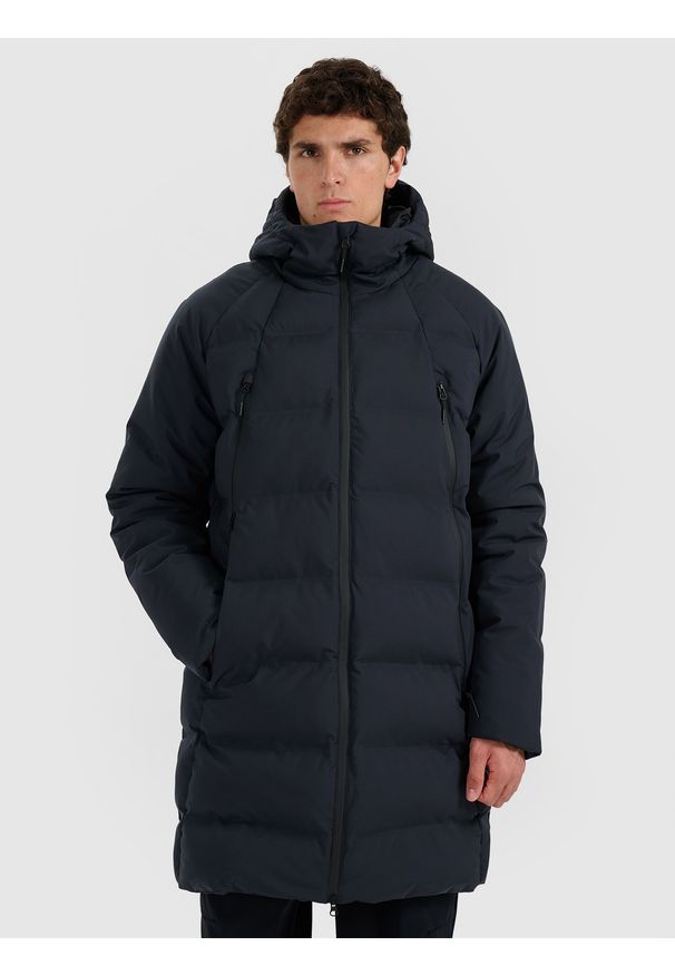 4f - 4F Płaszcz zimowy membrana 10000 męski - czarny XL. Okazja: na co dzień. Kolor: czarny. Materiał: poliester, materiał. Długość: do kolan. Sezon: zima. Styl: casual