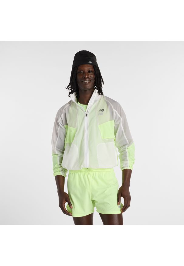 Kurtka męska New Balance MJ61U1I9AFG – biała. Kolor: biały. Materiał: nylon, materiał. Styl: sportowy