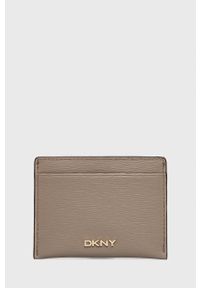 DKNY - Dkny etui na karty skórzane R92Z3C09 kolor beżowy. Kolor: beżowy. Materiał: skóra. Wzór: gładki