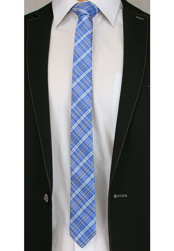 Niebieski krawat Alties elegancki, w kratkę