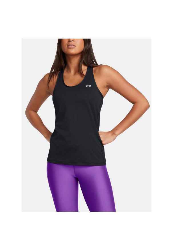 Tank top treningowy damski Under Armour HeatGear Armour Racer. Kolor: czarny. Materiał: mesh. Sport: fitness