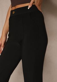 Renee - Czarne Dopasowane Spodnie High Waist z Gumką w Pasie Wedvira. Okazja: na co dzień. Stan: podwyższony. Kolor: czarny. Styl: casual, elegancki #4