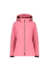 Kurtka damska turystyczna CMP 3A22226. Typ kołnierza: kaptur. Kolor: różowy. Materiał: softshell. Sport: turystyka piesza