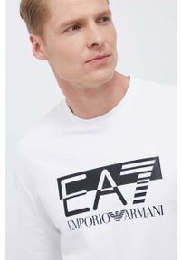 EA7 Emporio Armani bluza bawełniana męska kolor biały z nadrukiem. Kolor: biały. Materiał: bawełna. Wzór: nadruk. Styl: klasyczny #4