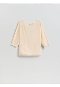Reserved - Sweter z wiskozą - kremowy. Kolor: kremowy. Materiał: wiskoza