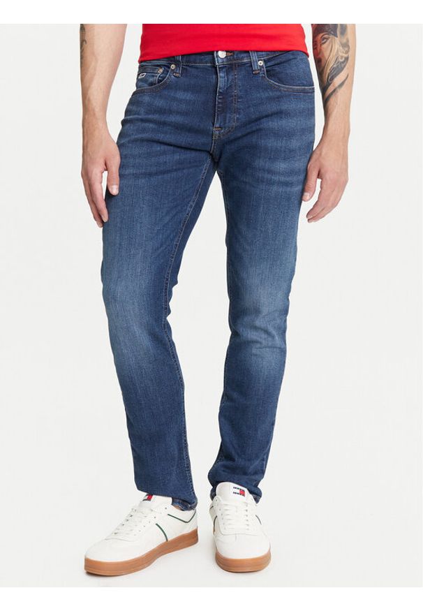 Tommy Jeans Jeansy Scanton DM0DM21890 Granatowy Slim Fit. Kolor: niebieski