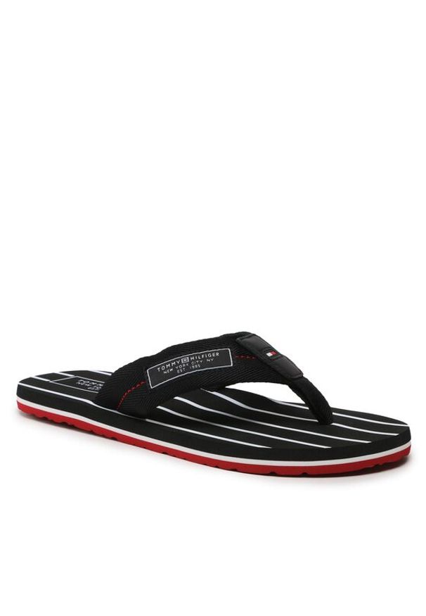 TOMMY HILFIGER - Tommy Hilfiger Japonki Patch Hilfiger Beach Sandal FM0FM04470 Czarny. Kolor: czarny. Materiał: materiał