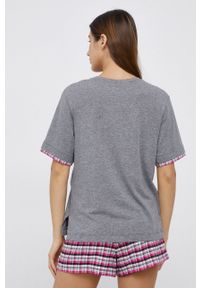 DKNY - Dkny - Piżama. Kolor: różowy. Materiał: tkanina, dzianina. Wzór: aplikacja #3