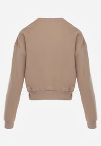 Renee - Ciemnobeżowa Bluza z Bawełną ze Ściągaczami przy Rękawach i w Pasie Alberia. Kolor: beżowy. Materiał: bawełna #6