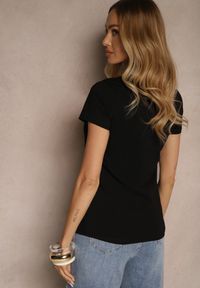 Renee - Czarny Bawełniany T-shirt Typu Basic Olionis. Okazja: na co dzień. Kolor: czarny. Materiał: bawełna. Styl: klasyczny, casual, elegancki #3